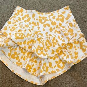MOTHER Yellow and White Skorts with Playful Print